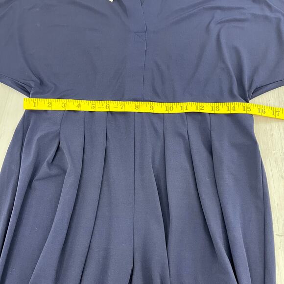 Gap Navy Blue Kimono Short Sleeve Split V-Neck One Piece Mid Calf Jumpsuit SM - Picture 7 of 9